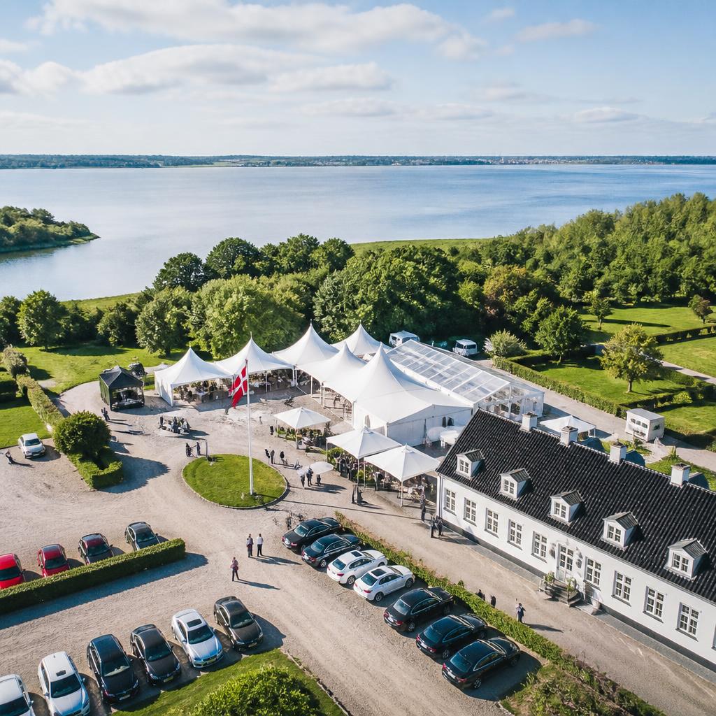 Luftfoto af erhvervsområde i Danmark