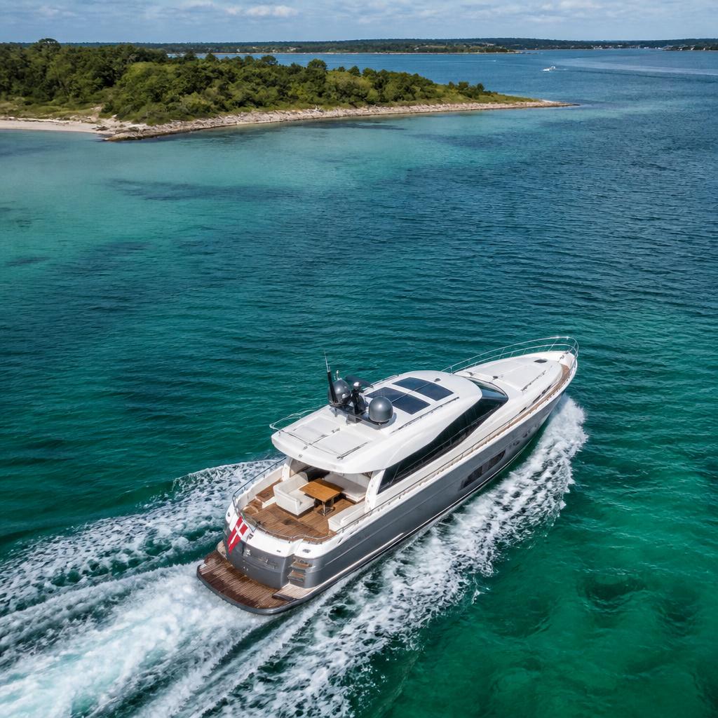 Luftfoto af yacht i klart vand